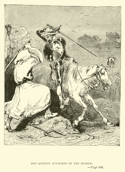 Don Quixote Attacked by the Bearer by John Gilbert